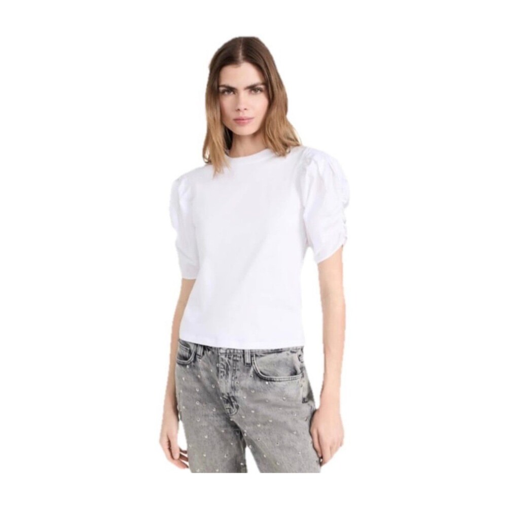FRAME Cotton Puff Sleeve Top, Size M